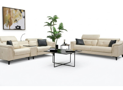 Canapé en cuir beige Ensemble de canapés 3 places Designer 2 places 2 pièces