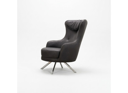 Fauteuil à aile en cuir noir Salon Mobilier de luxe Une place