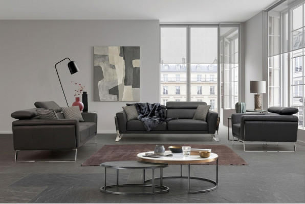 Ensemble de canapé en similicuir design 2x canapé trois places fauteuil luxueux 3 pièces