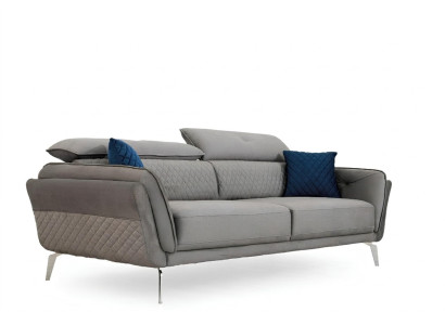 Canapé en tissu gris, luxueux canapé rembourré moderne à trois places en tissu