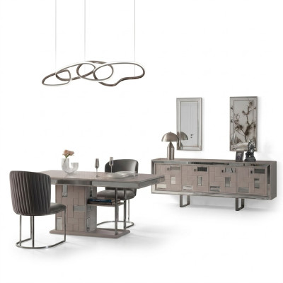 Salle à manger Complète Table à manger Blanche Buffet 2 pièces Table de salle à manger en Bois