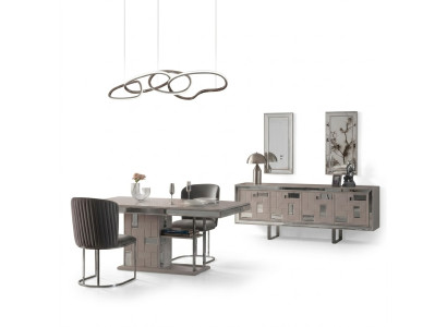 Salle à manger Complète Table à manger Blanche Buffet 2 pièces Table de salle à manger en Bois