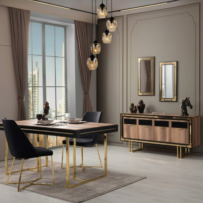 Mobilier de salle à manger Table à manger Marron Buffet 2 pièces Table de salle à manger Bois Table