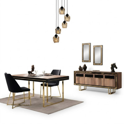 Mobilier de salle à manger Table à manger Marron Buffet 2 pièces Table de salle à manger Bois Table