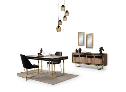 Mobilier de salle à manger Table à manger Marron Buffet 2 pièces Table de salle à manger Bois Table