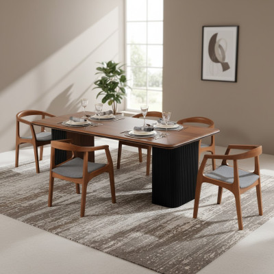 Ensemble de salle à manger complet Ensemble de salle à manger Table de salle à manger Chaises 7pcs Marron Classique