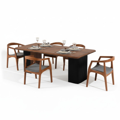 Ensemble de salle à manger complet Ensemble de salle à manger Table de salle à manger Chaises 7pcs Marron Classique