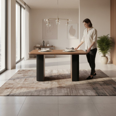 Table en bois Table de salle à manger Table à manger 140 cm Table Bois Marron Salle à manger