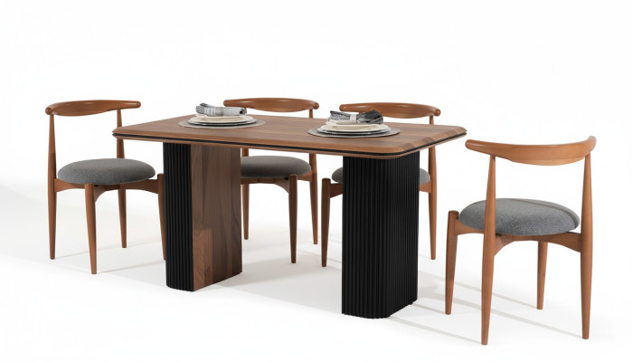 Salle à manger Ensemble de salle à manger Table de salle à manger Chaises 5 pièces Marron Classique