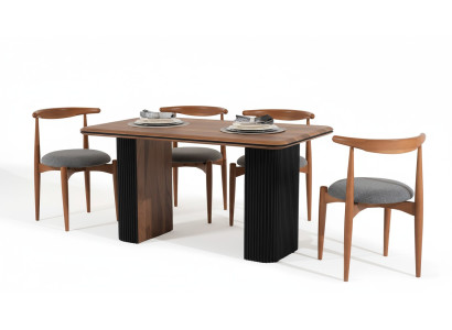 Salle à manger Ensemble de salle à manger Table de salle à manger Chaises 5 pièces Marron Classique