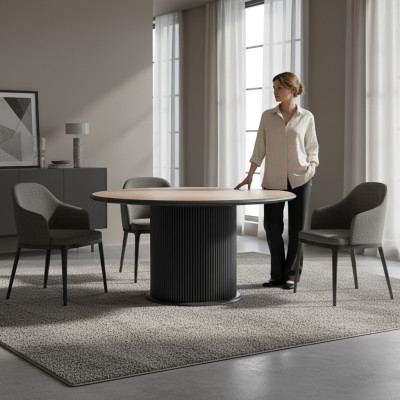 Table en bois Table de salle à manger Table à manger 140 cm Table bois Gris Salle à manger