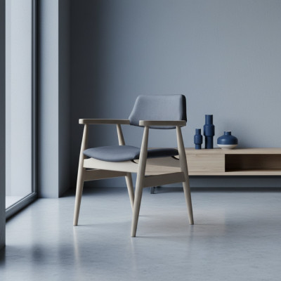 Chaise rembourrée Chaise de salle à manger Chaise en bois Chaise de cuisine Gris Meubles en bois