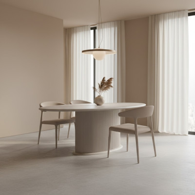 Table de salle à manger de luxe Table à manger Table Bois Beige Table en bois de salle à manger