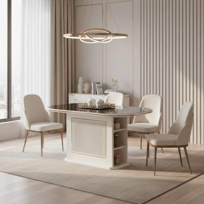 Table à manger moderne Table à manger Table en bois Beige Table en bois de salle à manger