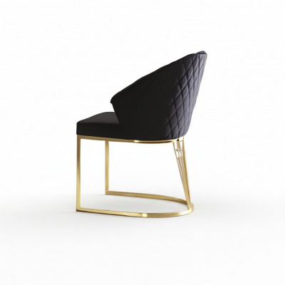 Chaise rembourrée Chaise de salle à manger Chaise en bois Chaise de cuisine Noire Moderne Or