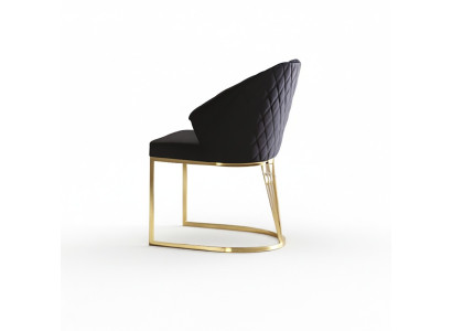 Chaise rembourrée Chaise de salle à manger Chaise en bois Chaise de cuisine Noire Moderne Or