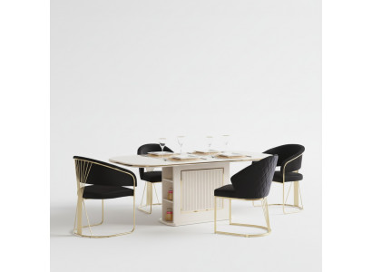 Coin repas ensemble de salle à manger de luxe complet ensemble de salle à manger table chaises 7 pièces beige