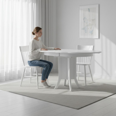 Table de salle à manger Table de salle à manger extensible Bois Table en bois Table blanche Espace repas