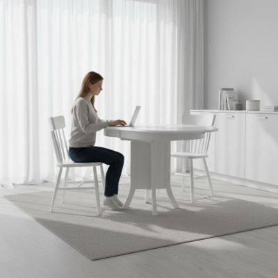Suite Salle à manger Ensemble de salle à manger Table à manger en bois Chaises 5 pièces Zone de repas blanche