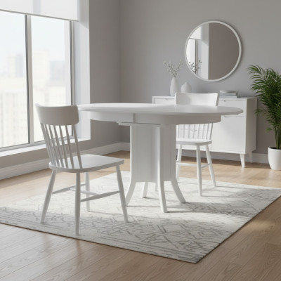 Suite Salle à manger Ensemble de salle à manger Table à manger en bois Chaises 5 pièces Zone de repas blanche