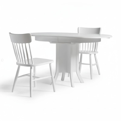 Suite Salle à manger Ensemble de salle à manger Table à manger en bois Chaises 5 pièces Zone de repas blanche