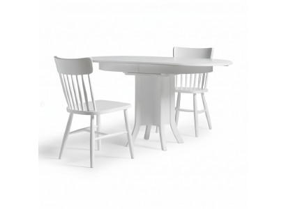 Suite Salle à manger Ensemble de salle à manger Table à manger en bois Chaises 5 pièces Zone de repas blanche