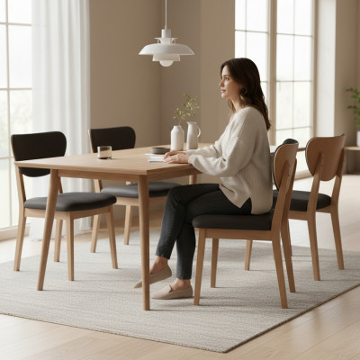 Chaise de cuisine Chaise en bois Chaise de salle à manger Marron Bois Chaise classique Tissu