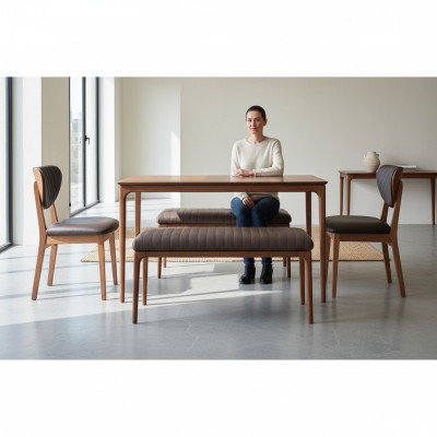 Ensemble de salle à manger Ensemble de salle à manger Bois Salle à manger Table de salle à manger Chaises 3pcs Marron