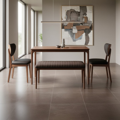 Ensemble de salle à manger Ensemble de salle à manger Bois Salle à manger Table de salle à manger Chaises 3pcs Marron