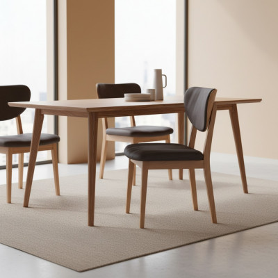 Chaises de salle à manger Ensemble Chaises en bois Chaises de cuisine Tissu 4 pièces Marron Bois