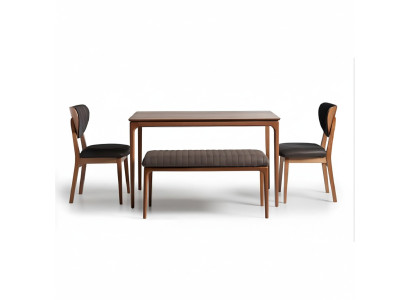 Ensemble de salle à manger en bois table de salle à manger chaises 5 pièces brown