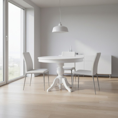 Table ronde de salle à manger Table de salle à manger extensible Table en bois Table blanche