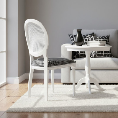 Chaise rembourrée - chaise en bois blanc - chaise de salle à manger - chaise de cuisine - chaise en bois.