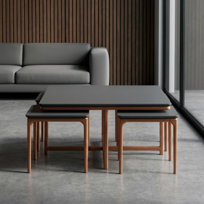 Groupe de tables basses Tables d'appoint Table basse et Tables de canapé En bois Noir