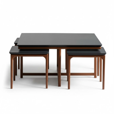 Groupe de tables basses Tables d'appoint Table basse et Tables de canapé En bois Noir