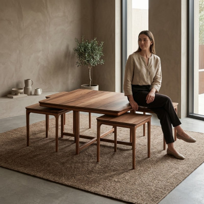 Complete e Coffee tables Side tables Coffee table e Sofa tables Brown Complète de tables basses Tables d'appoint Table basse de café et tables de canapé Marron