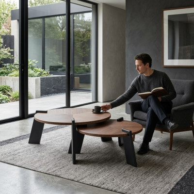 Table de canapé Table basse Table basse Table d'appoint Bois Marron Design de table