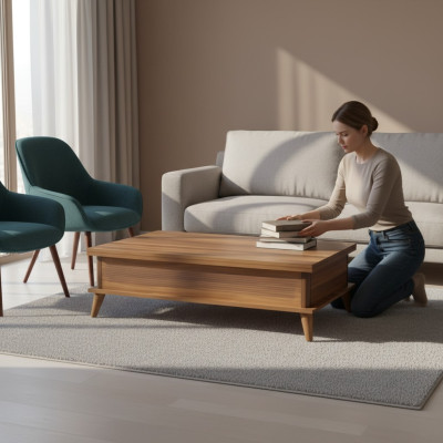 Table basse Table basse extensible Table à manger Table Bois Marron Meubles