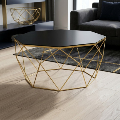 Table basse moderne Table basse Table de canapé Table d'appoint Verre Or Table