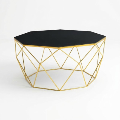 Table basse moderne Table basse Table de canapé Table d'appoint Verre Or Table