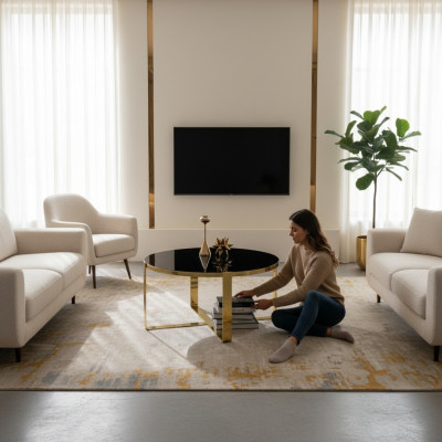 Table basse Table basse Table basse moderne Table d'appoint en verre et or