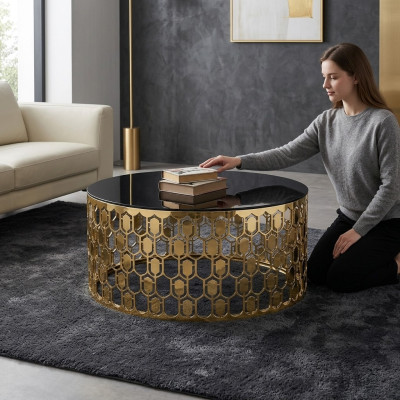 Table de canapé Table basse Table basse Table d'appoint Table en or Table moderne en verre