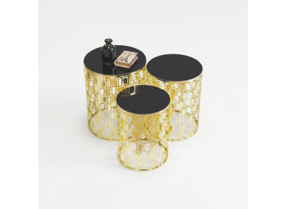 Groupe Tables d'appoint Table basse et Tables basses de canapé 3 pièces Tables basses Or