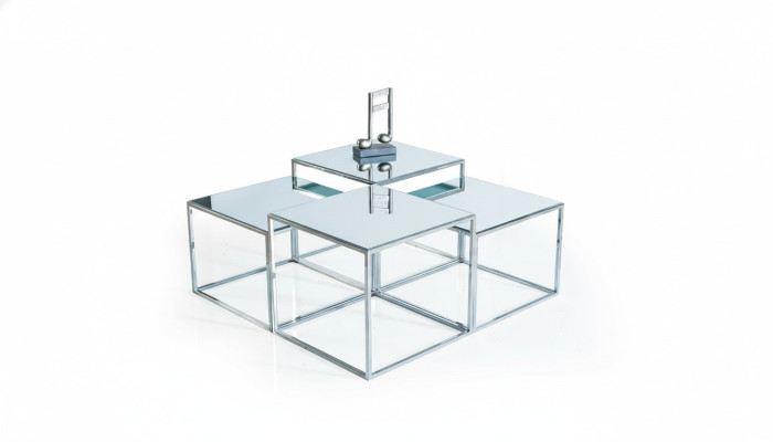 Table basse en argent Table basse Table d'appoint Table de canapé Table de salon