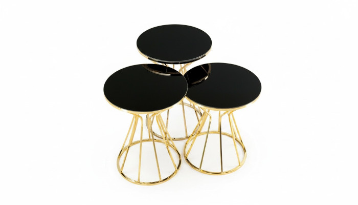 Groupe de tables d'appoint Table basse et Tables de canapé 3 pièces Tables basses Or