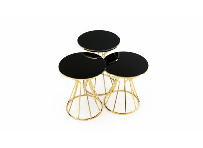 Groupe de tables d'appoint Table basse et Tables de canapé 3 pièces Tables basses Or