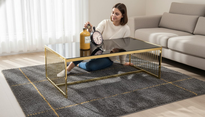Table basse Table basse Salon Table Table d'appoint Table à café Or