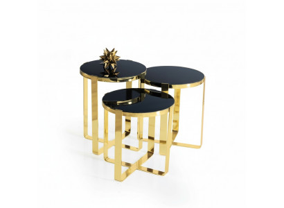 Groupe Table d'appoint Table basse et Tables de canapé 3 pièces Tables basses Or