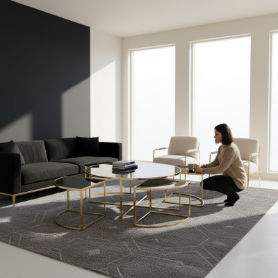 Tables basses Tables d'appoint Tables d'appoint Tables de canapé 5 pièces Noir