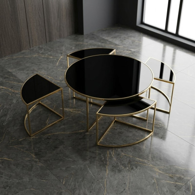 Tables basses Tables d'appoint Tables d'appoint Tables de canapé 5 pièces Noir